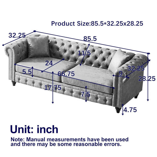 Tech Fabric Chesterfield Sofa with Rolled Arms - 3 Seater, photo 2 of 10