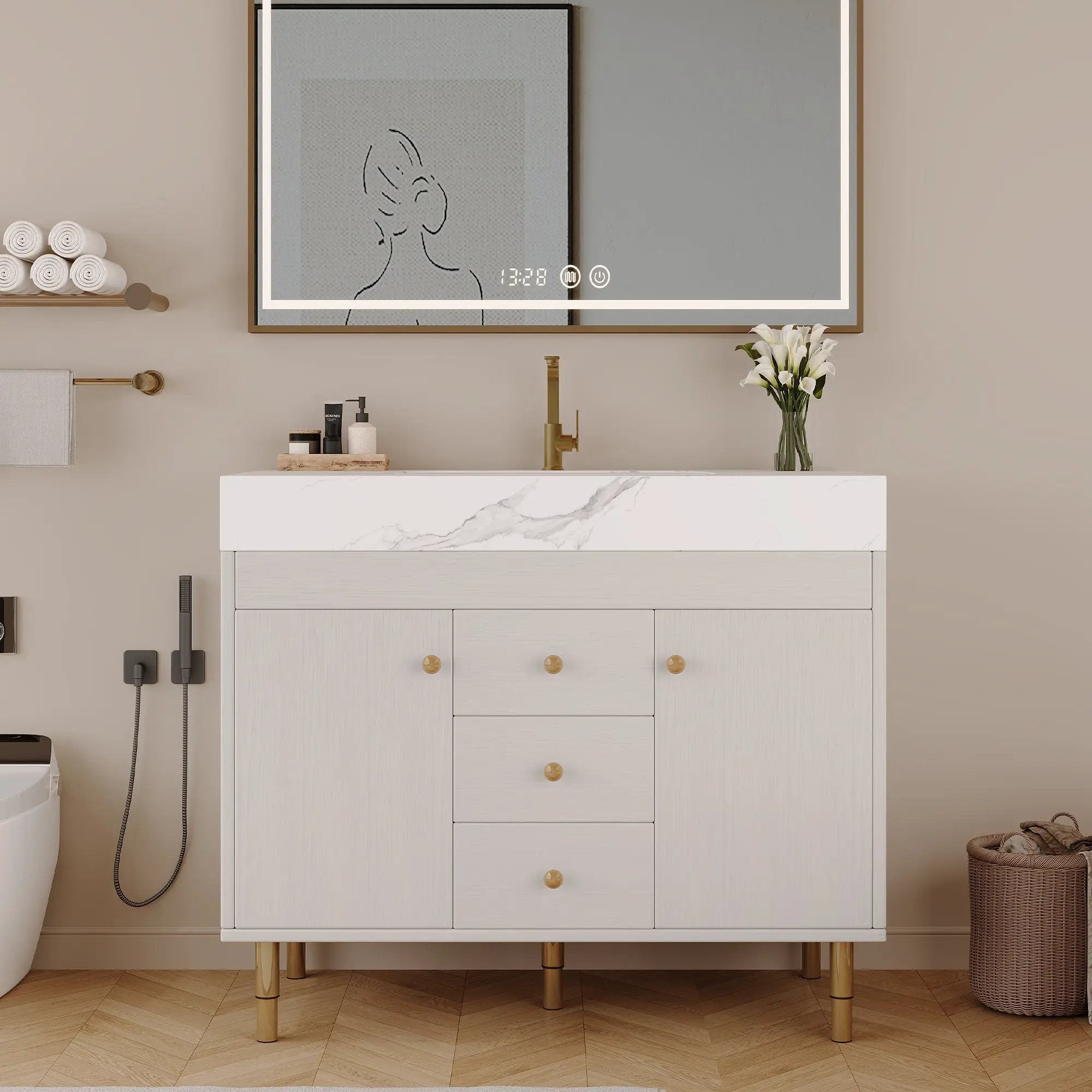 36 in Modern Free-standing Bathroom Vanity with Ceramic Sink & Ample Storage by HouseOfZazla