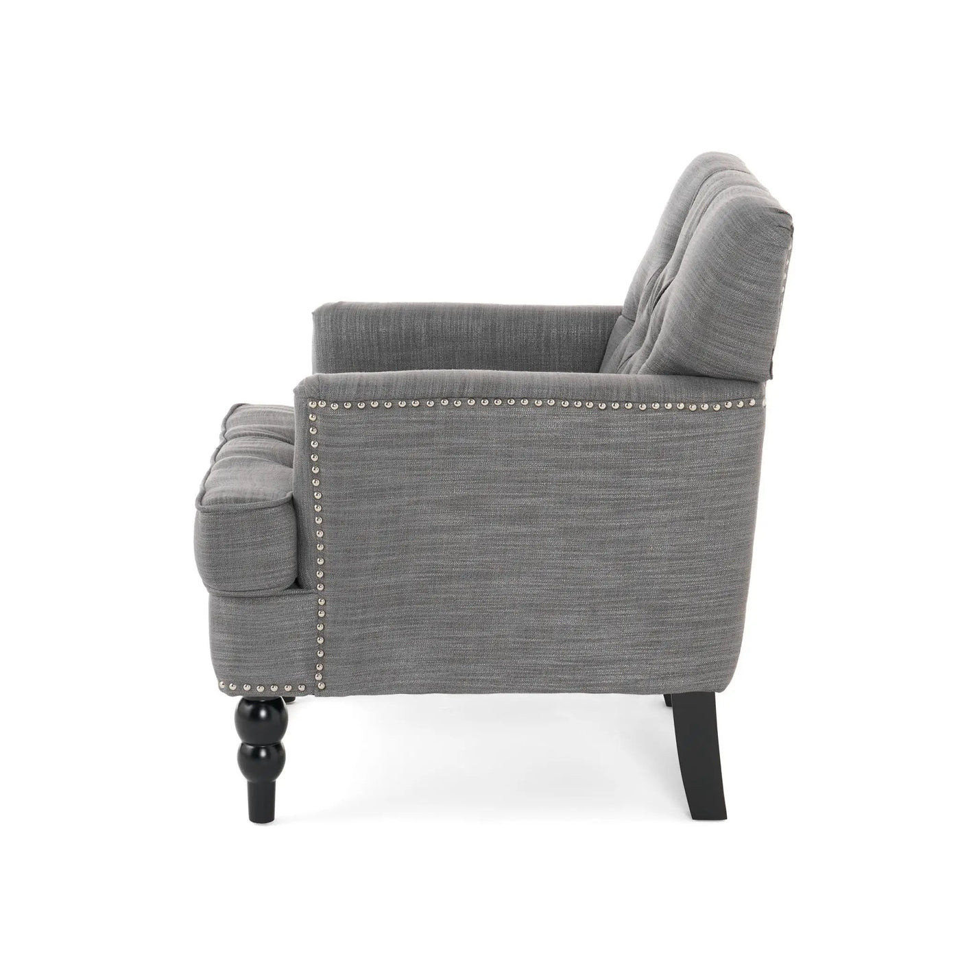 Harrison Tufted Club Chair with Button Tufted Back and Birch Wood Legs by HouseOfZazla