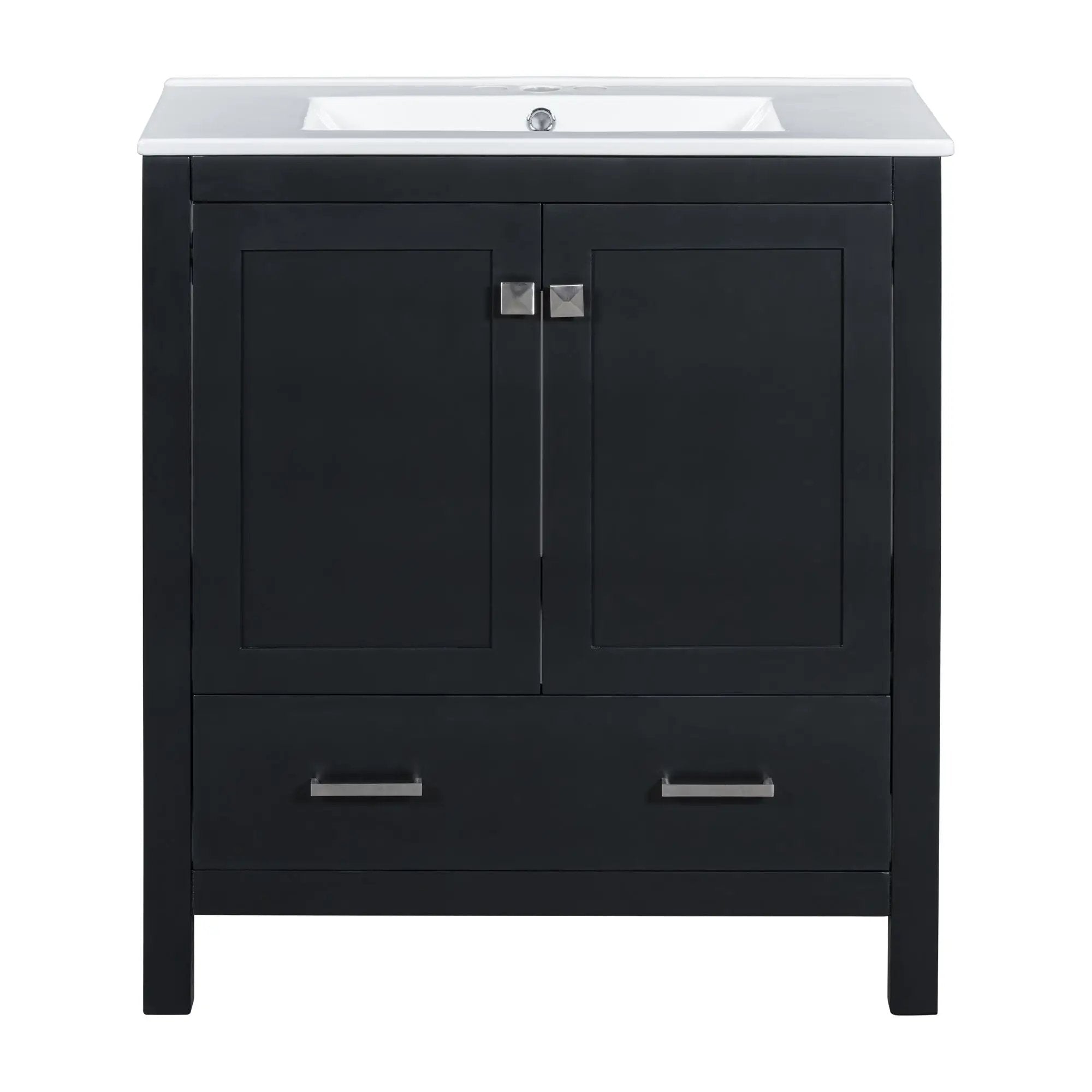 Bathroom Vanity With Single Sink, Combo Cabinet Undermount Sink, Bathroom Storage Cabinet With Two Doors And A Drawer, Soft Closing, Multifunctional Storage, Solid Wood Frame by HouseOfZazla