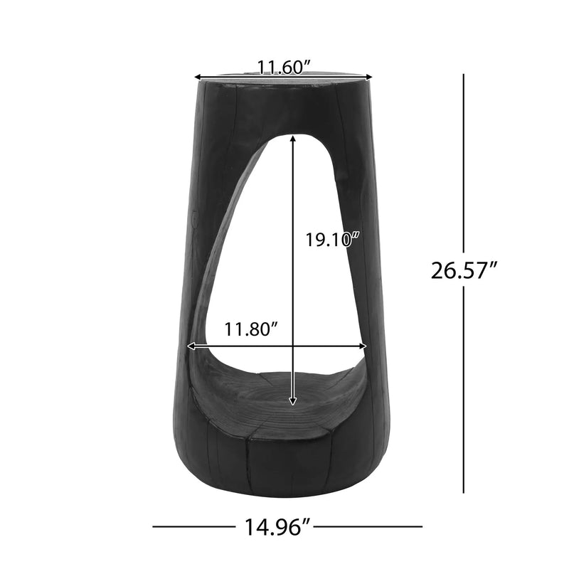 Hollow Design End Table with Wood Like Texture, and Black Color by BLAKHOM