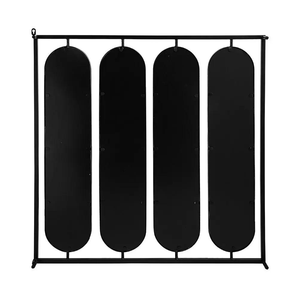 Large 4 Oval Wall Mirror With Square Frame, Home Decor For Living Room, Bedroom, Entryway, Office - Black by HouseOfZazla