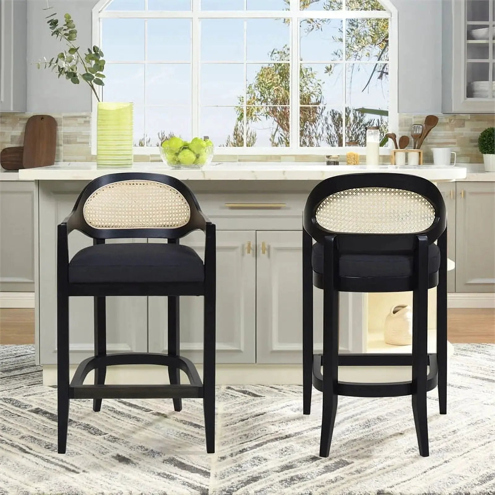 Americana - Mid-Century Modern Cane Back Counter Stool by HouseOfZazla