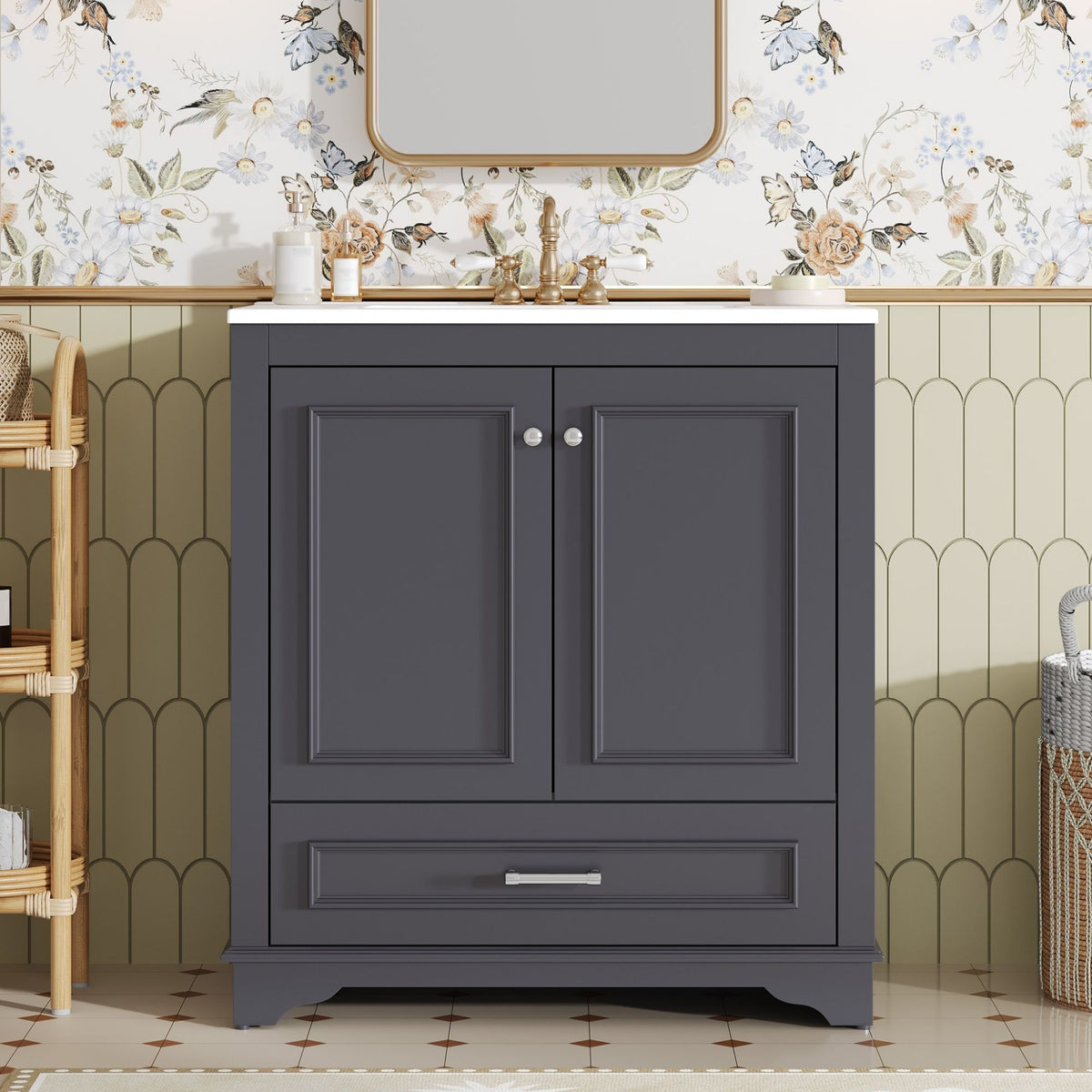 Bathroom Vanity With Sink, Cabinet & 2 Soft Closing Doors & Adjustable Shelf, photo 19 of 28
