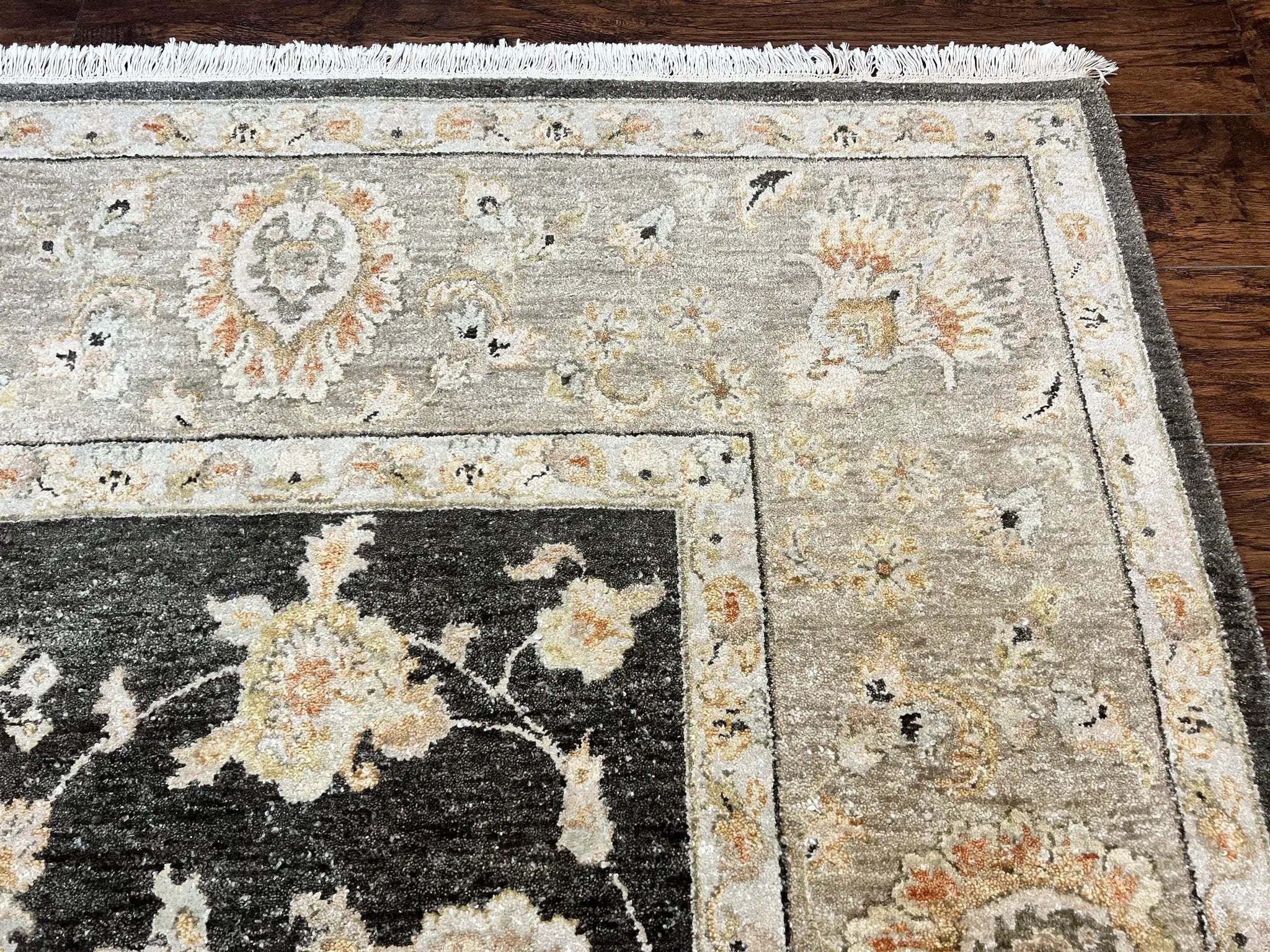 Indo Persian Rug 9x12, Sultanabad Indian Carpet, Dark Brown, Hand Knotted Vintage Wool Rug by Jewel Rugs