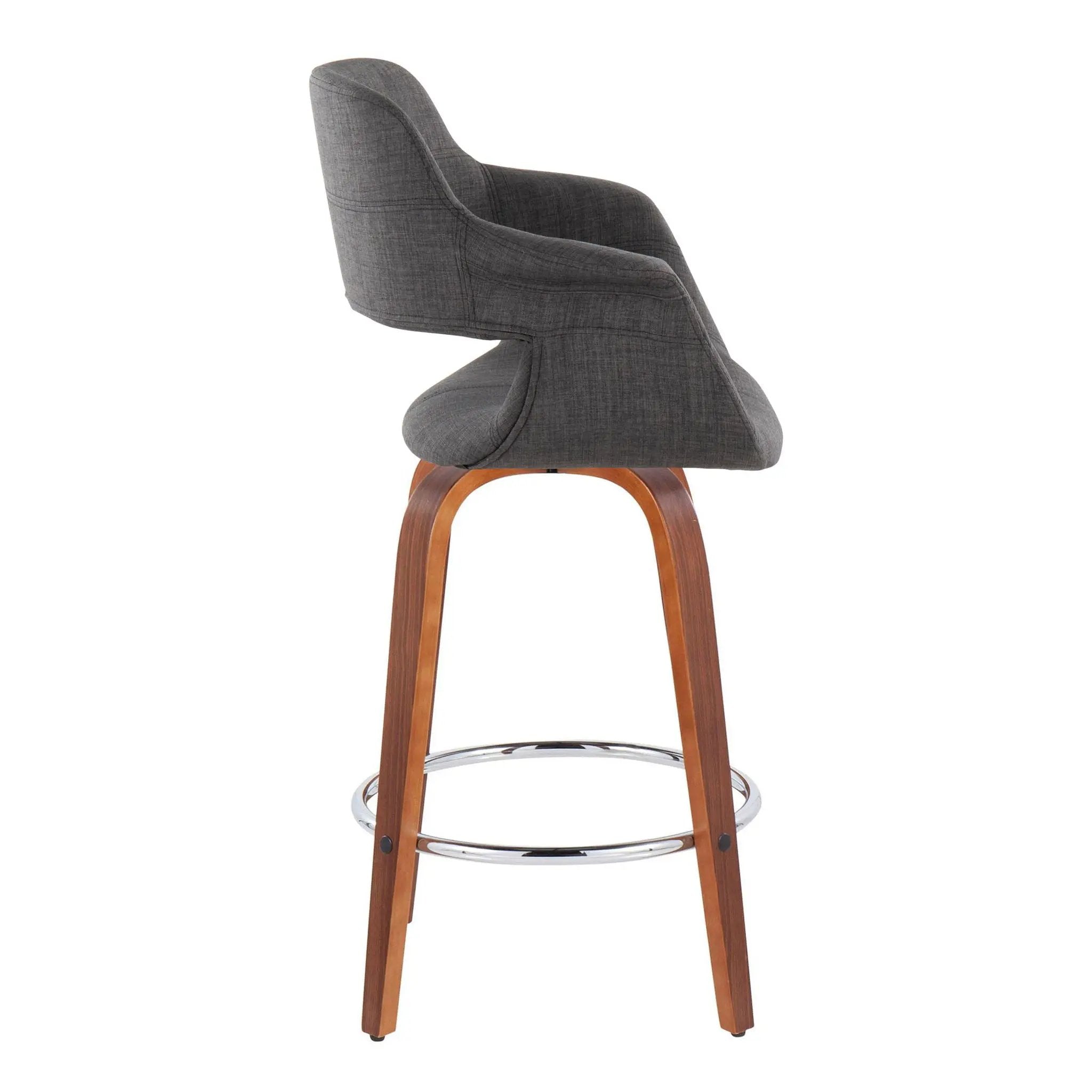 Vintage Flair - Mid-Century Modern Fixed Height Counter Stool With Swivel With Round Footrest (Set of 2) by Unique Piece Furniture