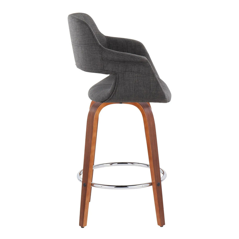 Vintage Flair - Mid-Century Modern Fixed Height Counter Stool With Swivel With Round Footrest (Set of 2) by HouseOfZazla