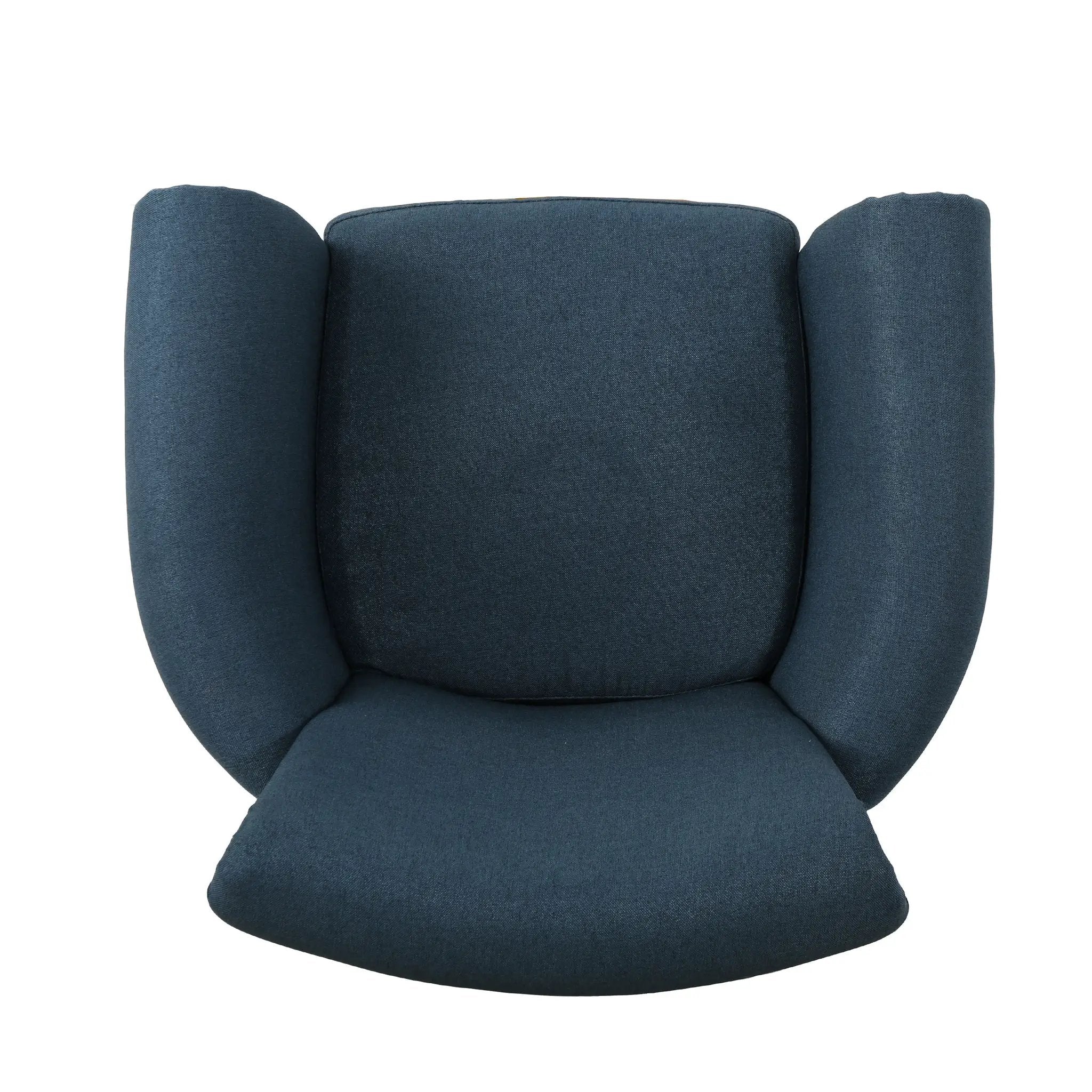 Elegant Navy Blue Fabric Club Chair with Nailhead Trim and Birch Wood Legs by HouseOfZazla