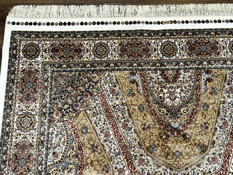 Turkish Silk Rug 5 x 7.6, Dome Design, Bamboo Silk, New by Jewel Rugs