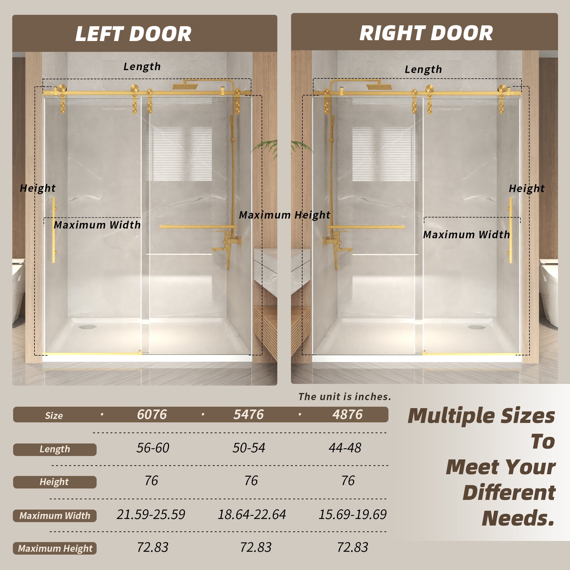 44-48" x 76" Frameless Sliding Shower Door by HouseOfZazla