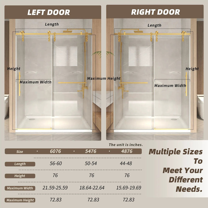 56-60" x 76" Frameless Sliding Shower Door by HouseOfZazla