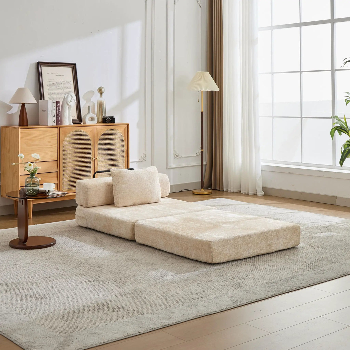 Convertible Floor Sofa Bed With Fixed Shape Frame For Living Room by HouseOfZazla