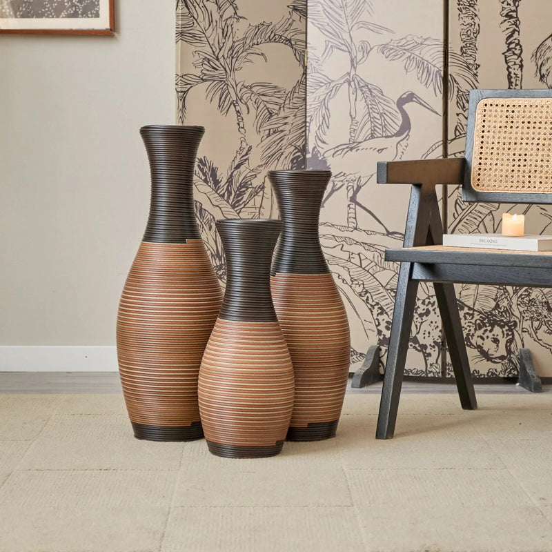 Designer Floor Vases, Large Vases For Home Decor Flooring (Set of 3) by HouseOfZazla
