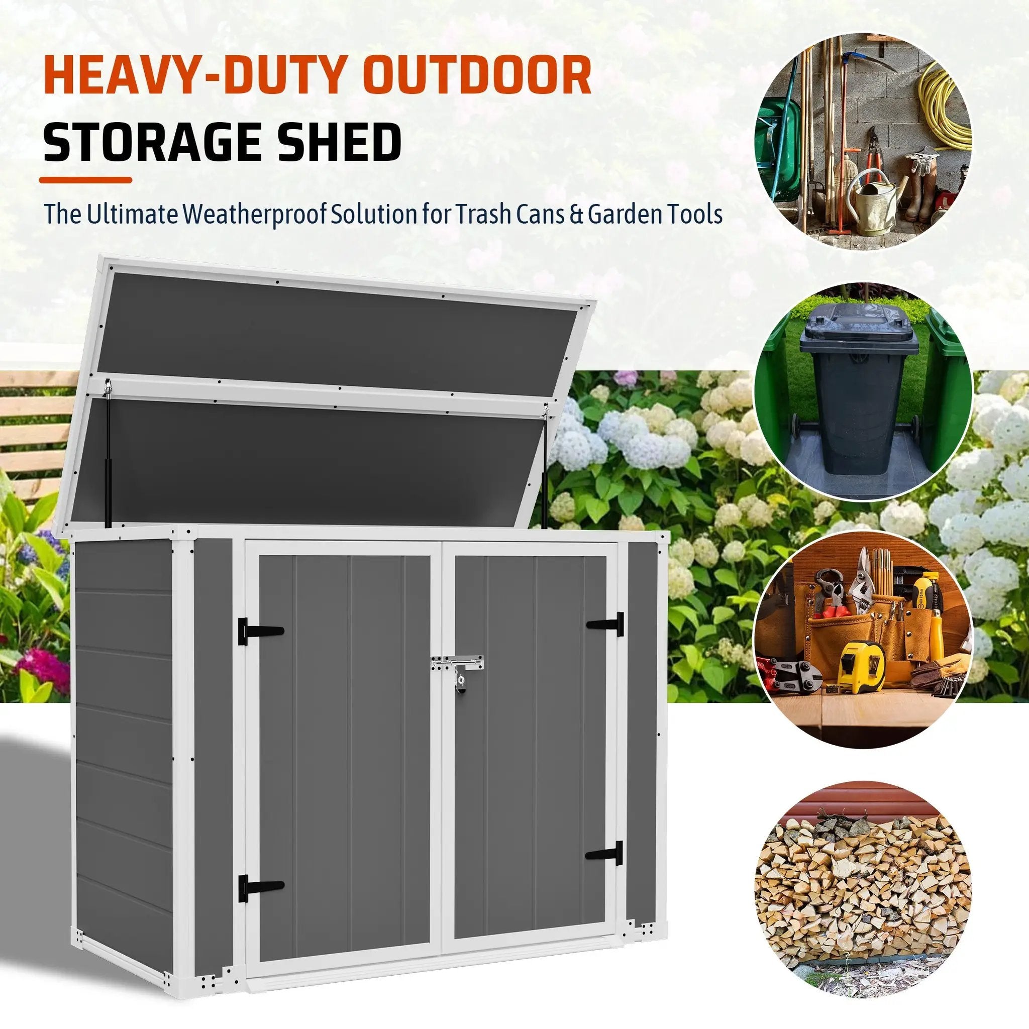 Horizontal Outdoor Storage Shed with Ramp & Hydraulic Lid by HouseOfZazla