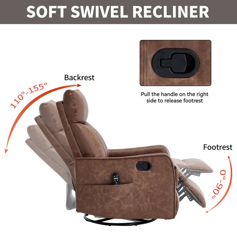 Brown Heat Massage Manual Recliner Chair by HouseOfZazla