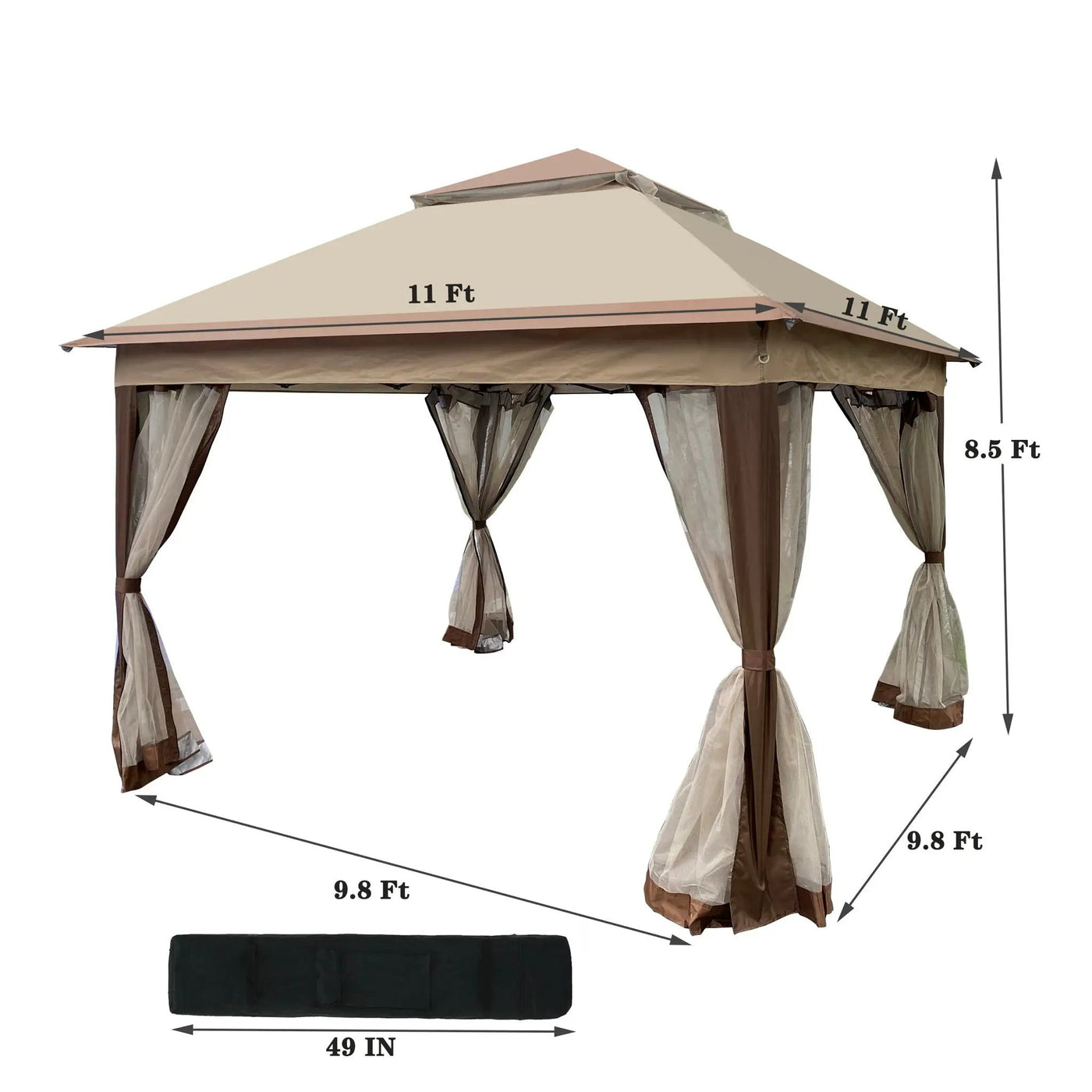 Outdoor Pop Up Gazebo Canopy With 2 Tier Soft Top And Removable Zipper Netting by HouseOfZazla