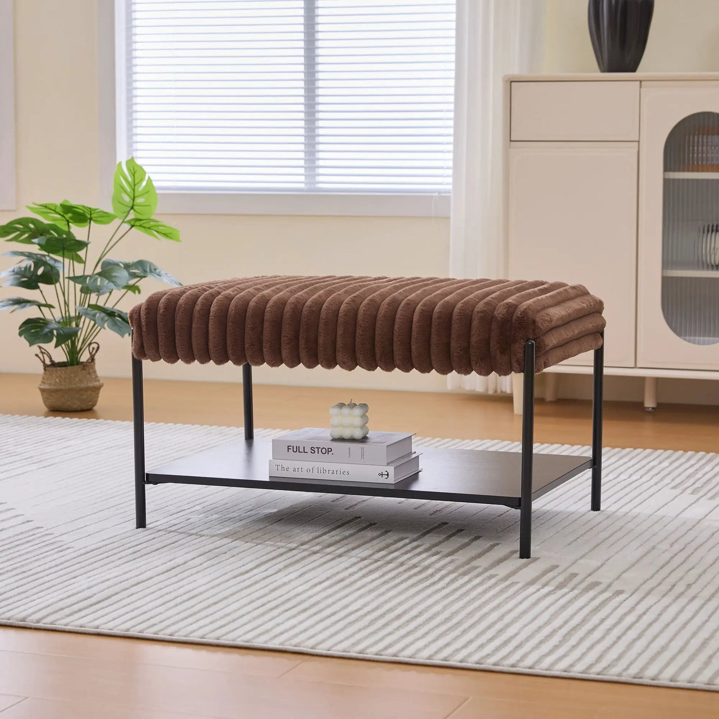 Upholstered Ottoman Coffee Table Foot Rest With Open Storage by HouseOfZazla