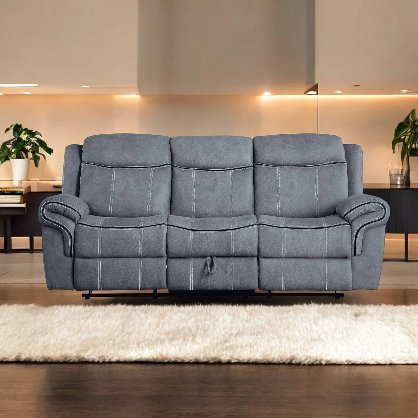 Zubaida - Two Tone Recliner Sofa With USB Port Drop Down Table by Unique Piece Furniture