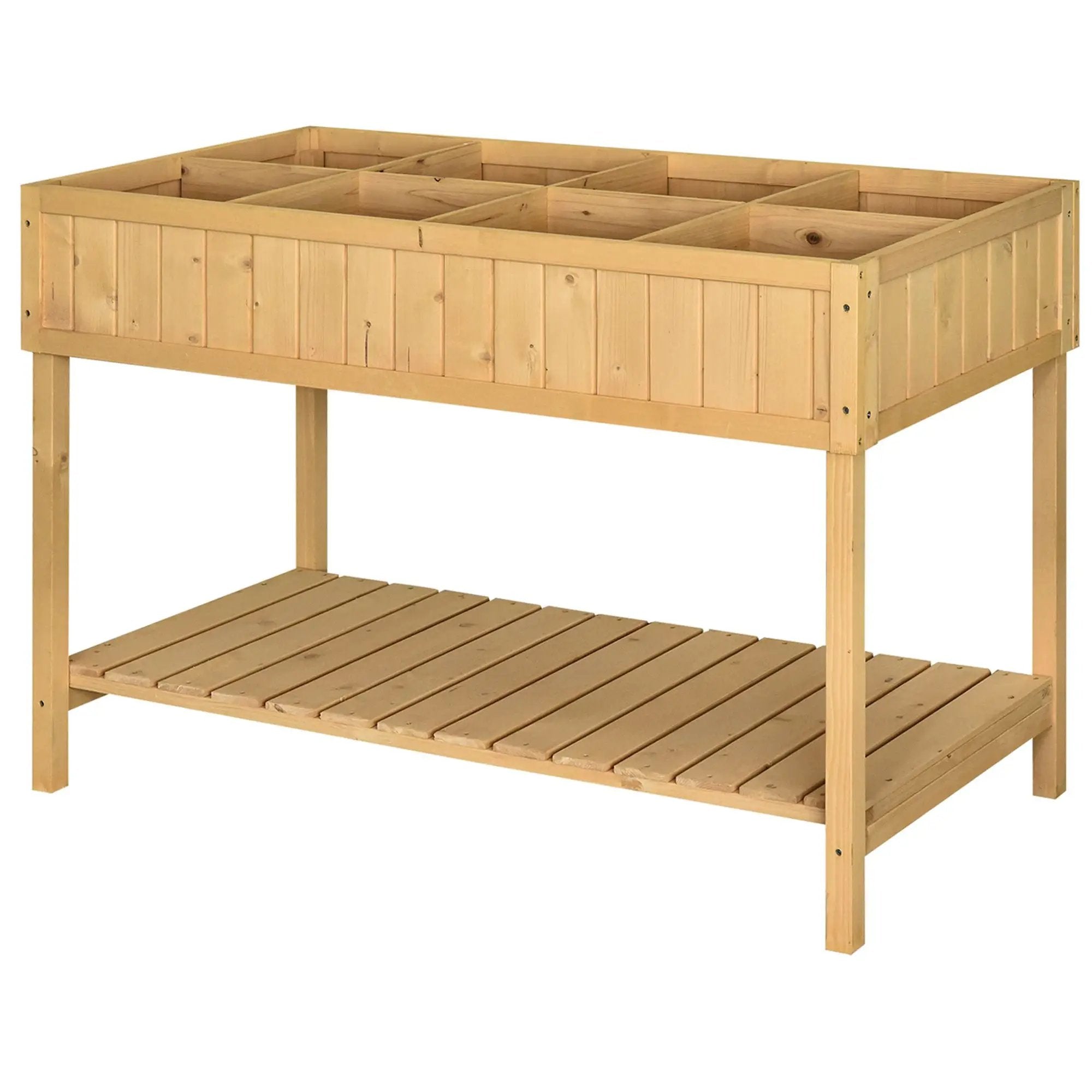 Outsunny 43" Wooden Raised Garden Bed with 8 Pockets and Shelf by HouseOfZazla