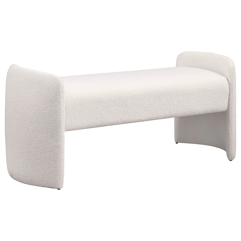 Peoria Velvet Upholstered Accent Bench Ivory by Unique Piece Furniture