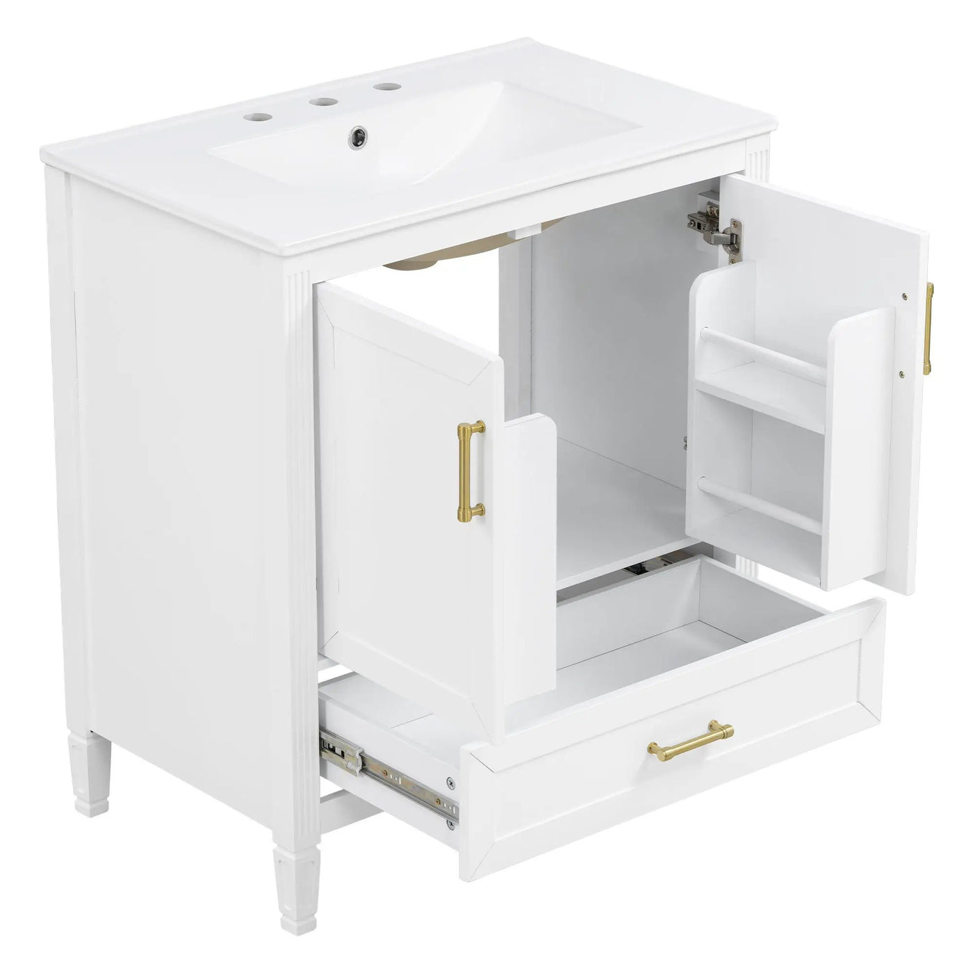 Elegant Fluted Bathroom Vanity With Sink, Soft Close Doors & Drawer by HouseOfZazla