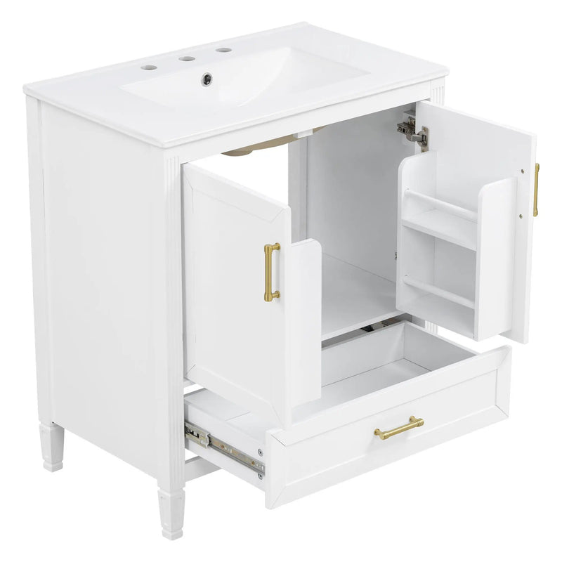 Elegant Fluted Bathroom Vanity With Sink, Soft Close Doors & Drawer by HouseOfZazla
