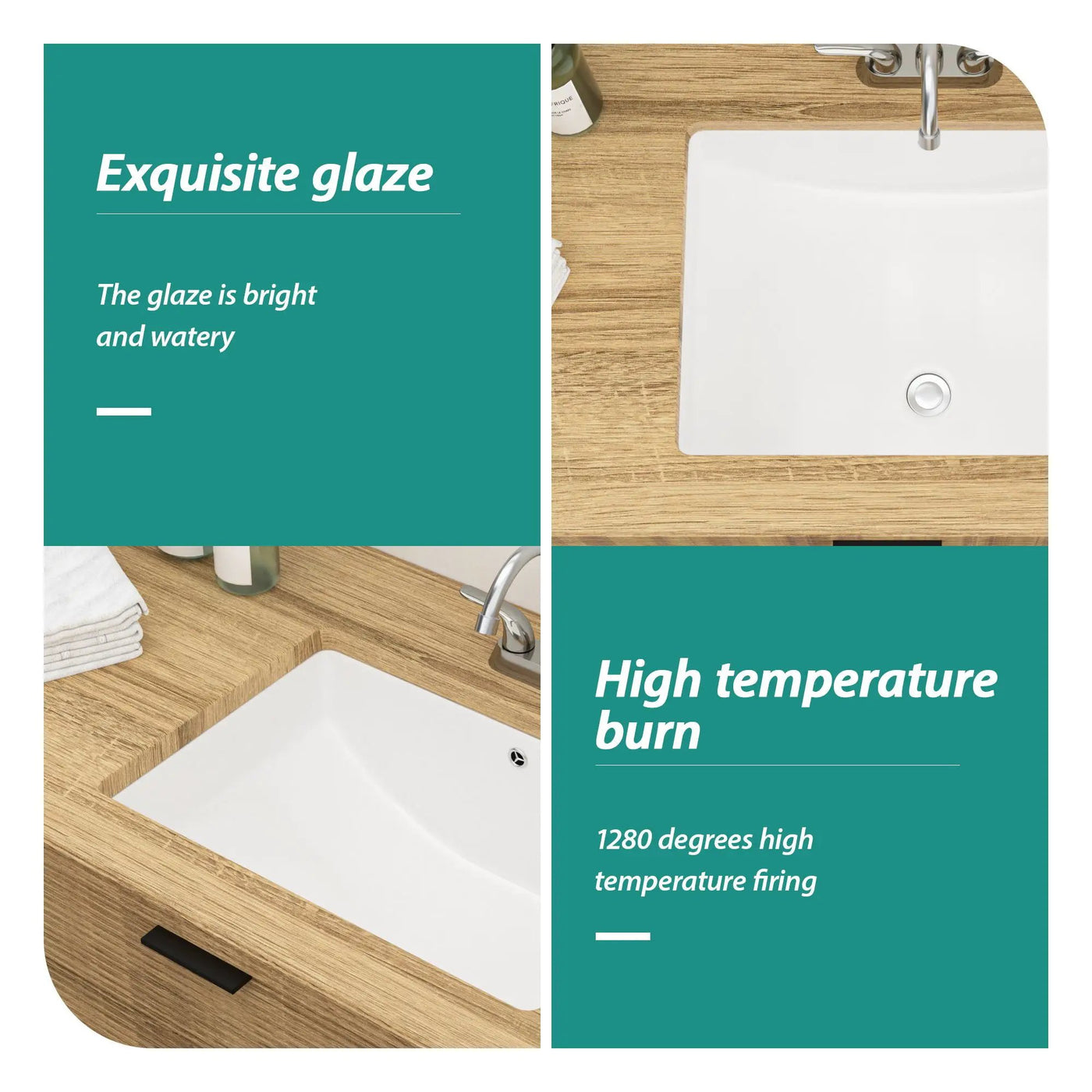 Modern Ceramic Undermount Bathroom Sink With Overflow, High Quality by HouseOfZazla