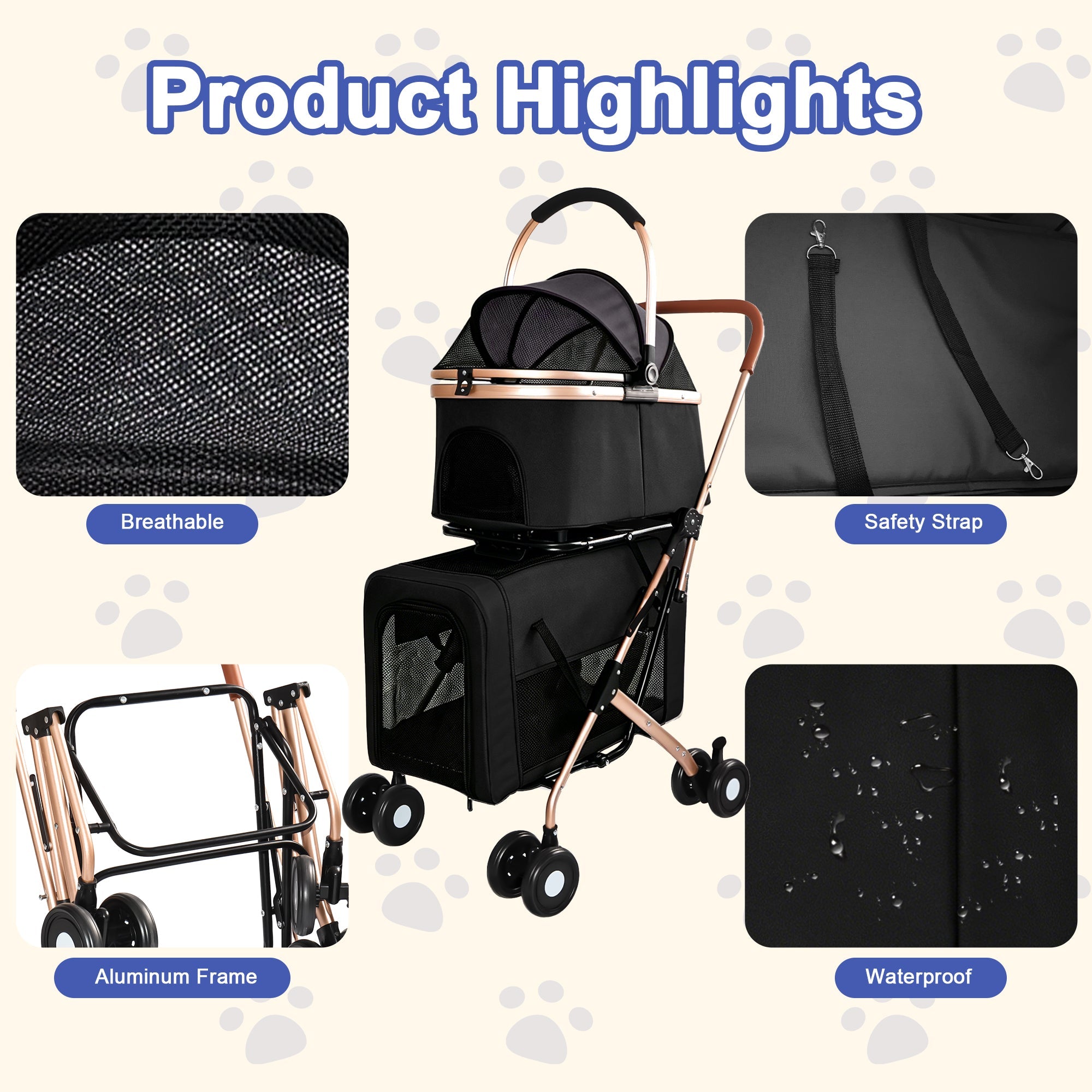 Double Pet Stroller for Small and Medium Dogs and Cats by HouseOfZazla