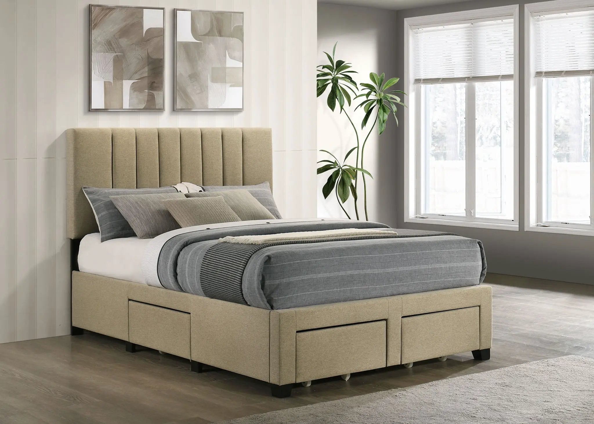 Wheatland 4-drawer Upholstered Full Storage Bed Light Brown by Unique Piece Furniture