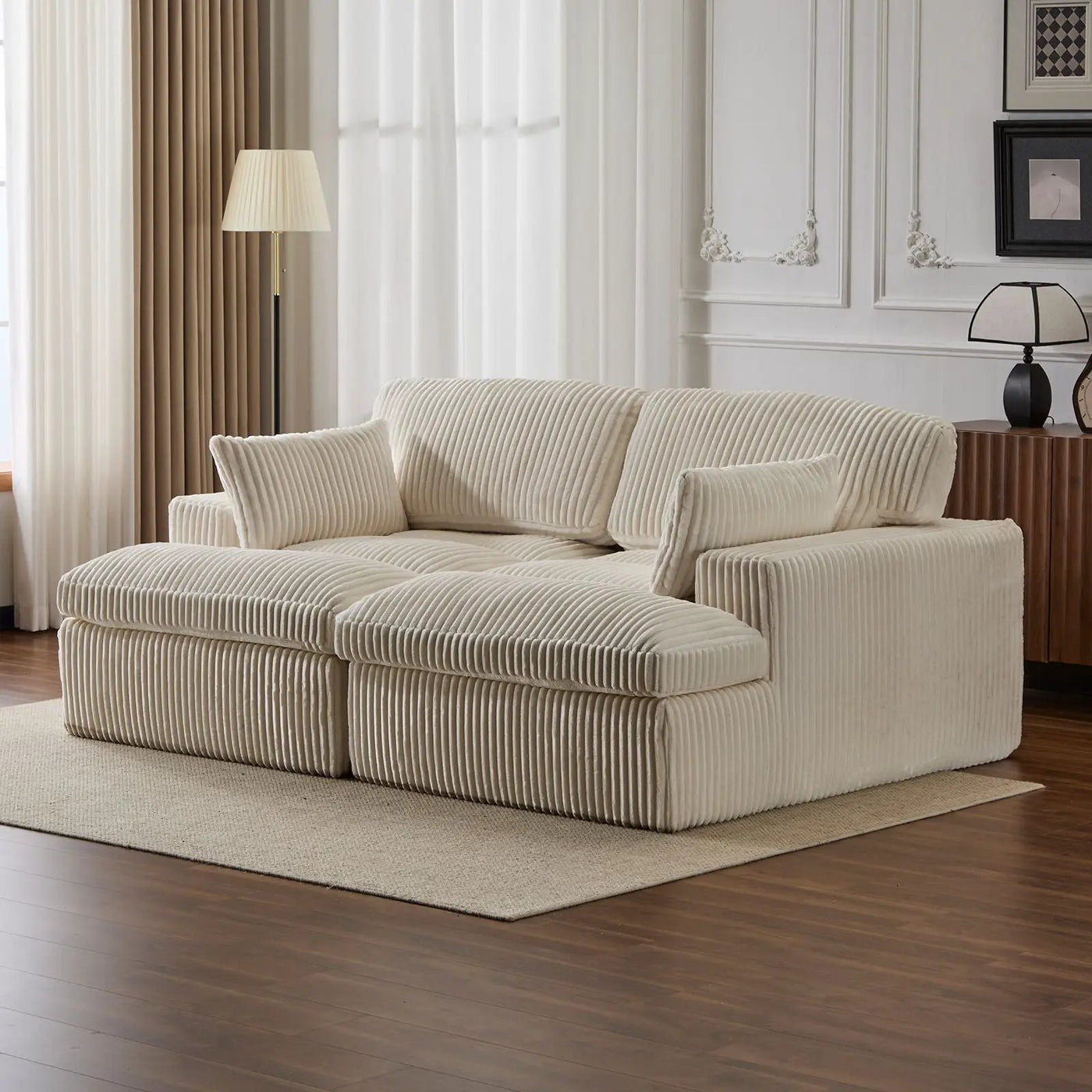 Double Chaise Lounge Chair, Oversized Upholstered Sleeper Cloud Couch by Unique Piece Furniture
