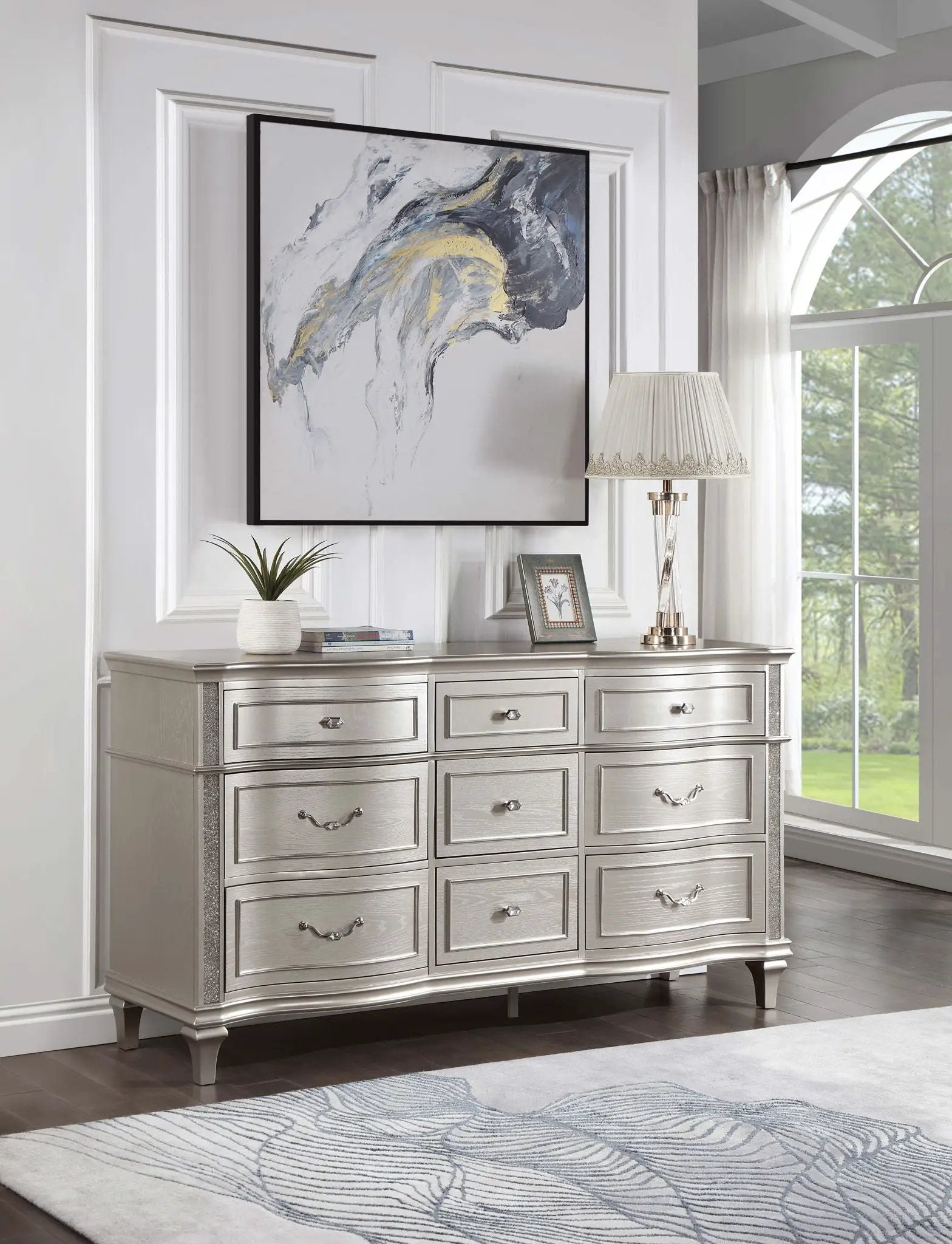 Evangeline 9-drawer Dresser Silver Oak by Unique Piece Furniture