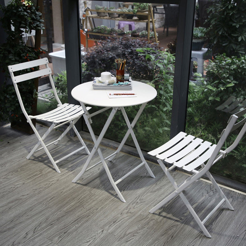3 Piece Patio Bistro Set Of Foldable Round Table And Chairs by HouseOfZazla