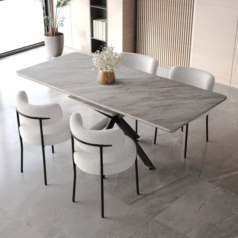 Extendable Dining Table Set With Curved Backrest Upholstered Chairs by HouseOfZazla
