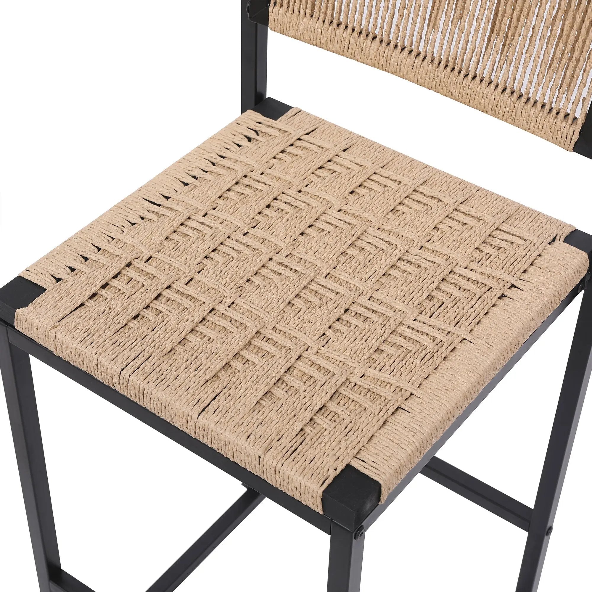 Kitchen Bar Stools with Footrest Set of 2 Paper Rope Weave Dining Chairs by HouseOfZazla