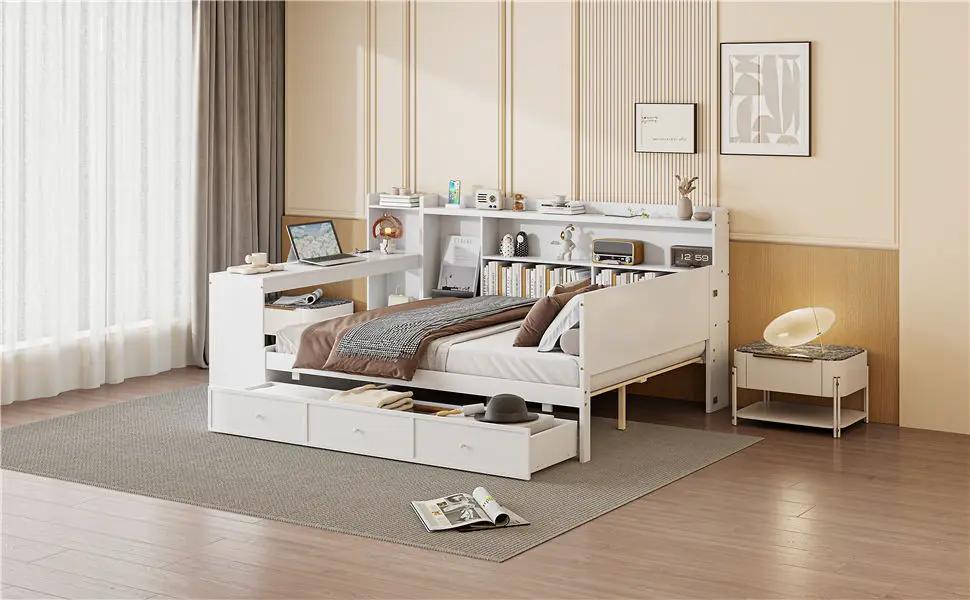 Daybed With 3 Drawers USB Ports And Desk by HouseOfZazla