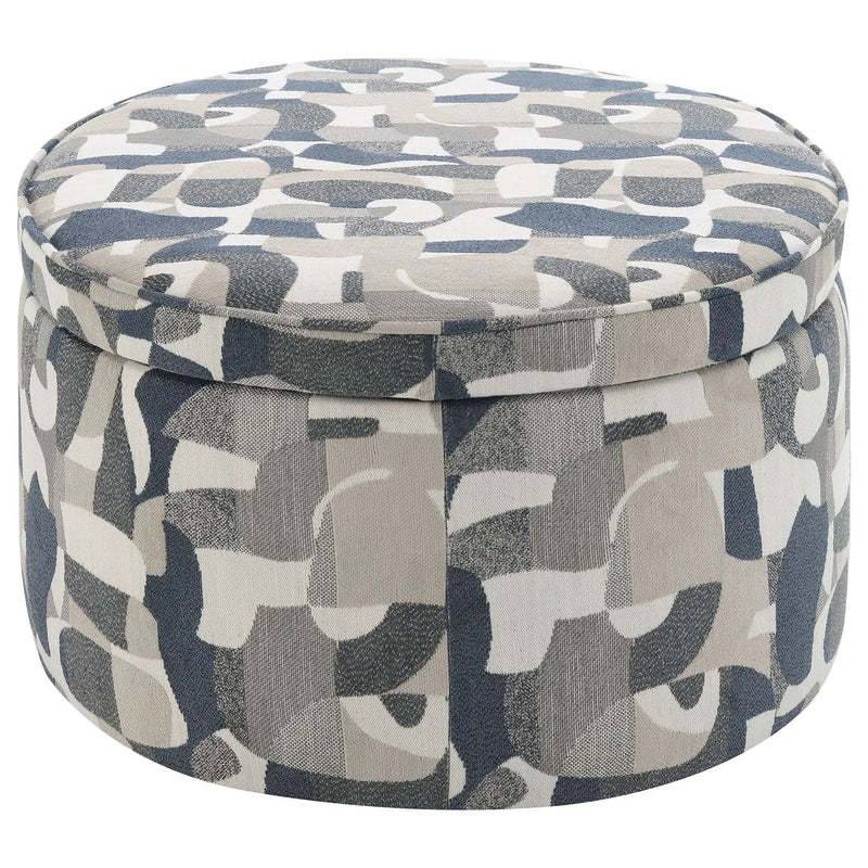 Tomkins Oval Upholstered Storage Ottoman Indigo Blue by Unique Piece Furniture