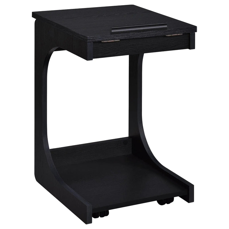 Ralston C-Shaped Lift-Top Sofa Side Table With Casters Black by Unique Piece Furniture