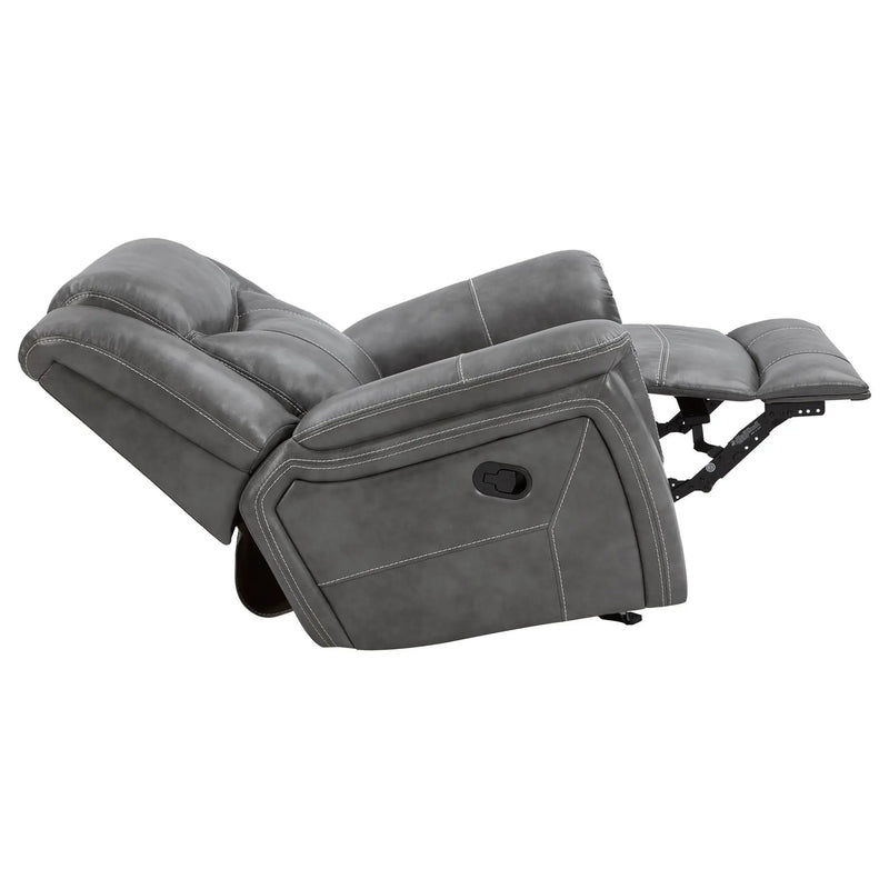 Conrad Upholstered Padded Arm Glider Recliner Grey by Unique Piece Furniture