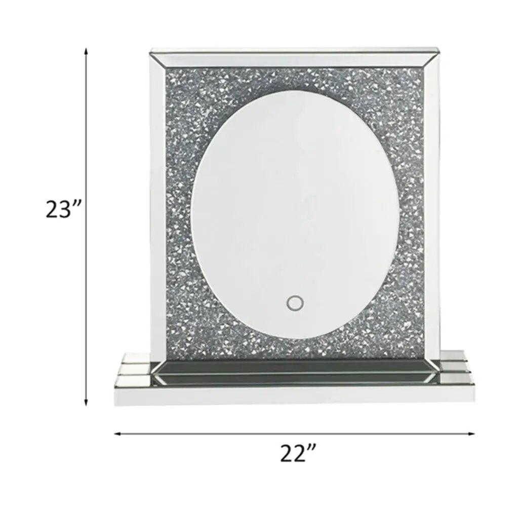 Noralie - 23" Accent Mirror With LED - Mirrored & Faux Diamonds by Unique Piece Furniture