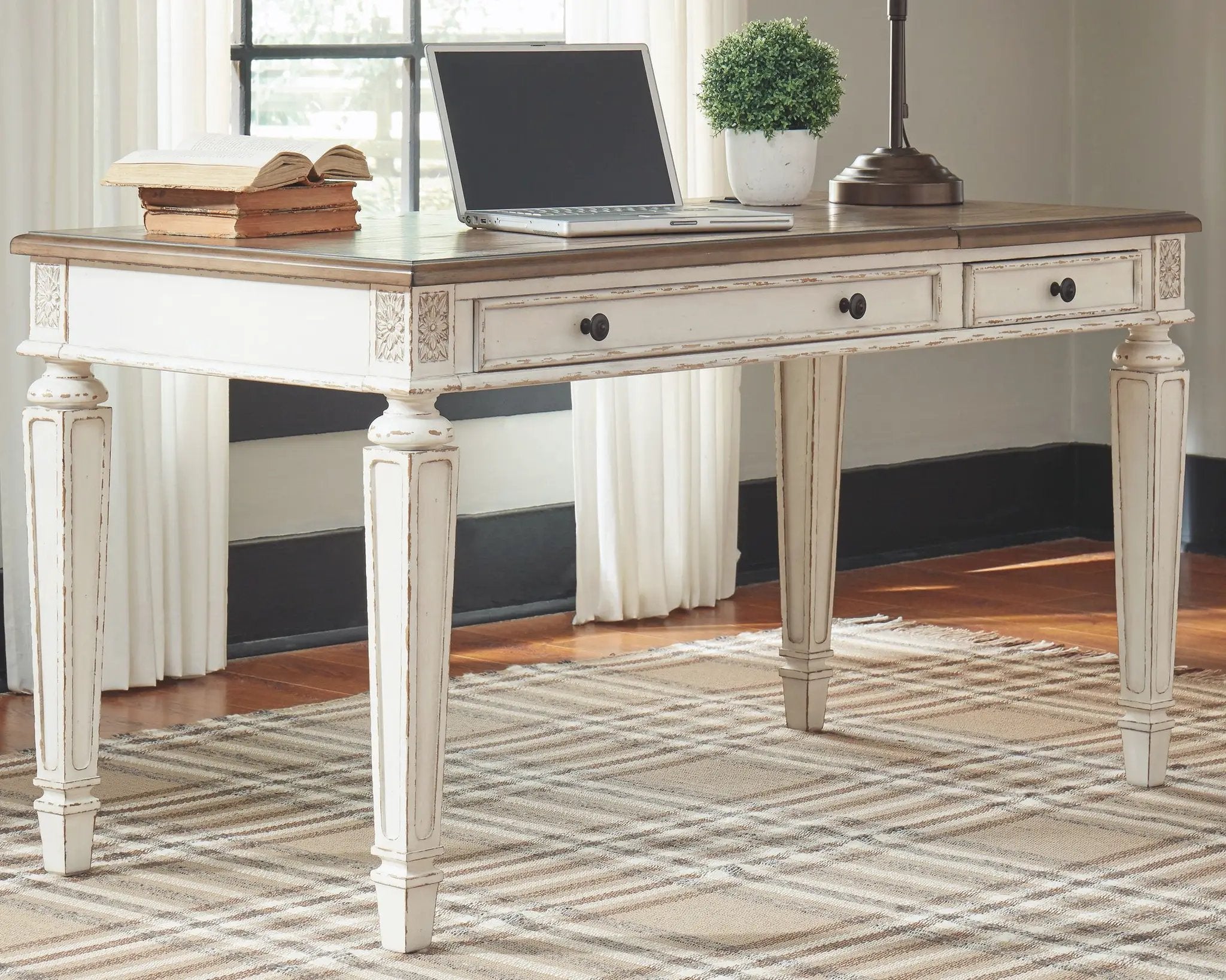 Realyn - Home Office Lift Top Desk - White / Brown by Unique Piece Furniture