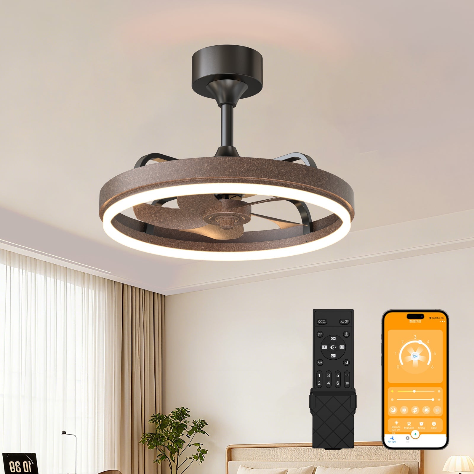 20.5" Rustic LED Ceiling Fan with Remote & APP Control by HouseOfZazla