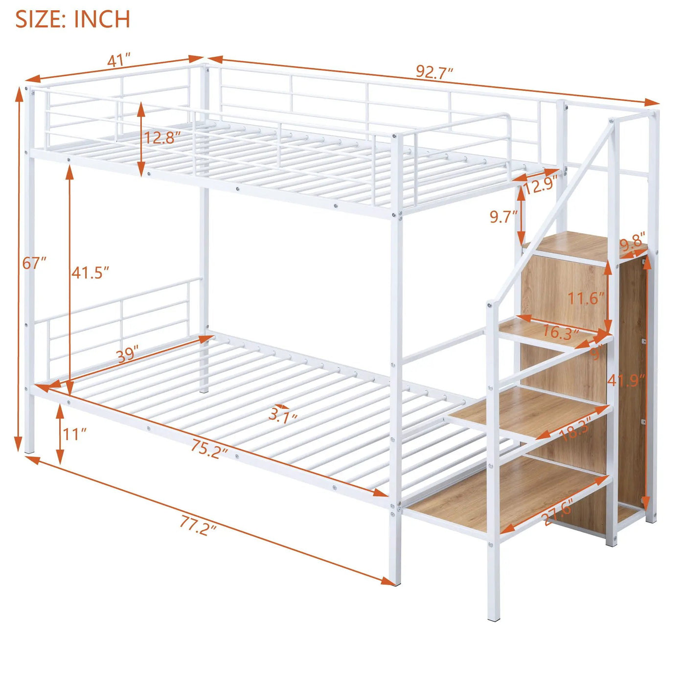 Bunk Bed With Lateral Storage Ladder And Wardrobe by HouseOfZazla