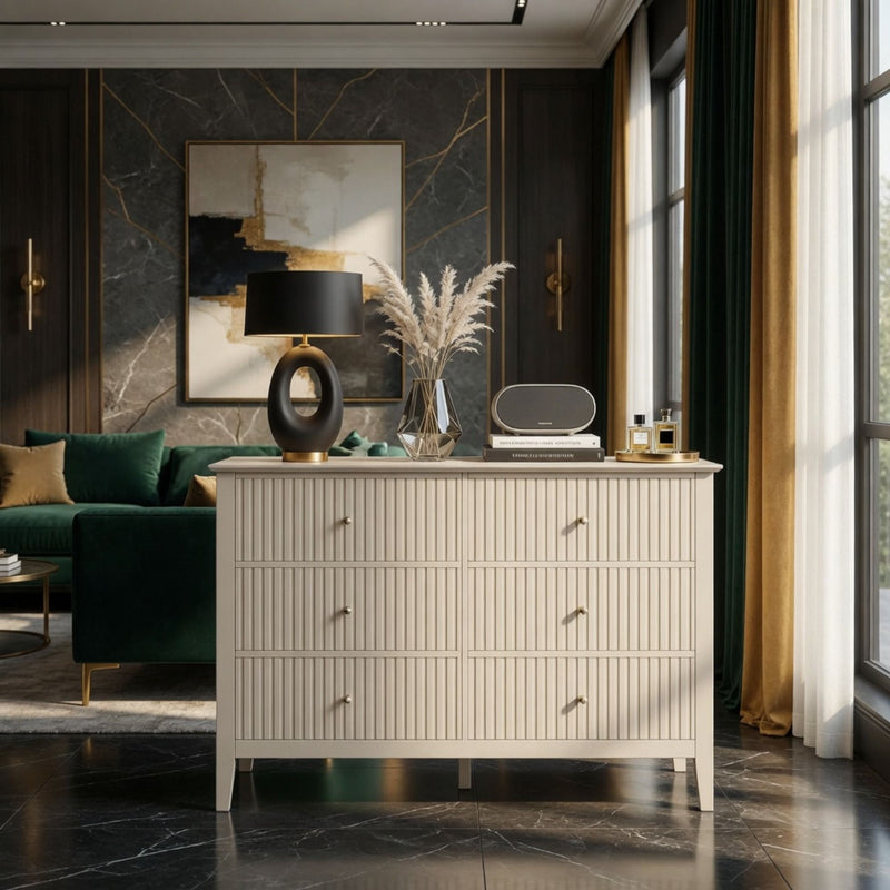Modern 6 Drawer Fluted Dresser by HouseOfZazla