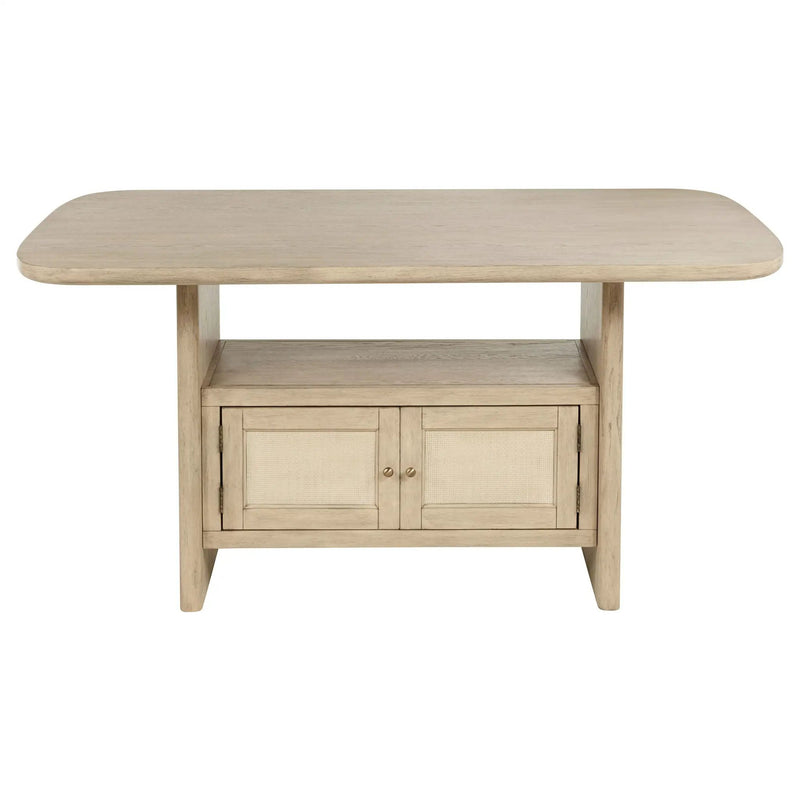Kailani 8-piece Counter Dining Set with Cabinet Beige Oak by Unique Piece Furniture