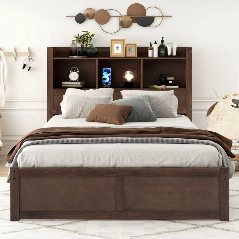 Storage Platform Bed With Pull Out Shelves, Trundle, And 2 Drawers by Unique Piece Furniture