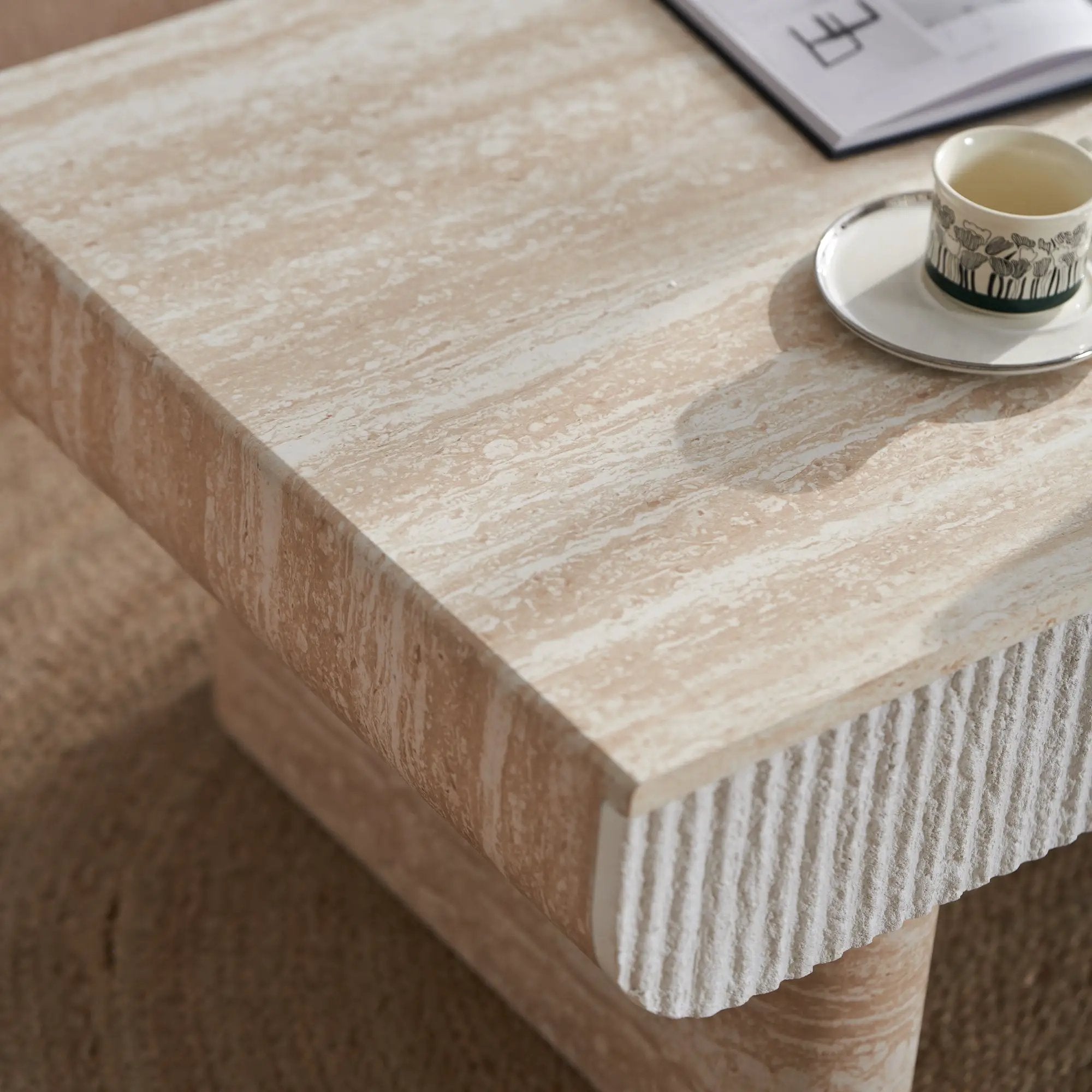 Mid Century Modern Coffee Table with Faux Marble Tabletop by HouseOfZazla