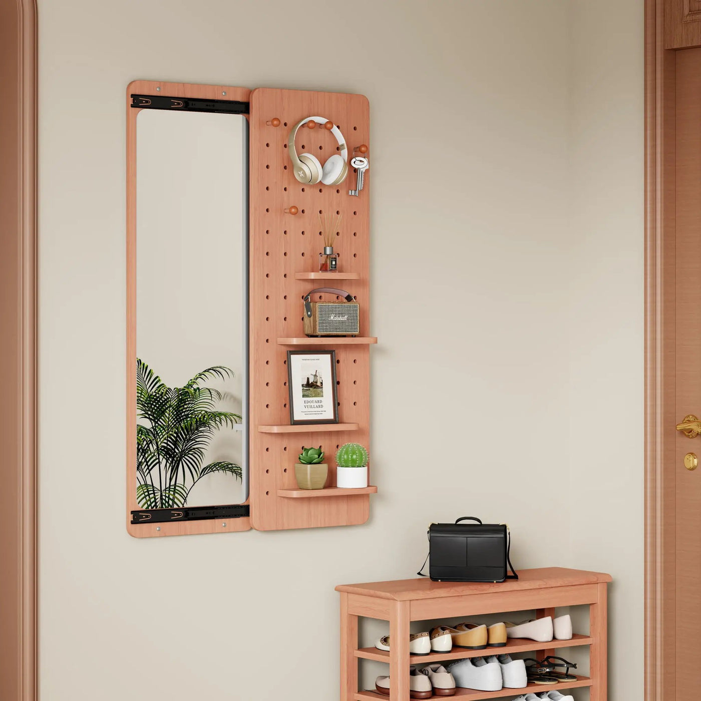 Wall Mounted Full Length Mirror With Shelf And Hook by Unique Piece Furniture