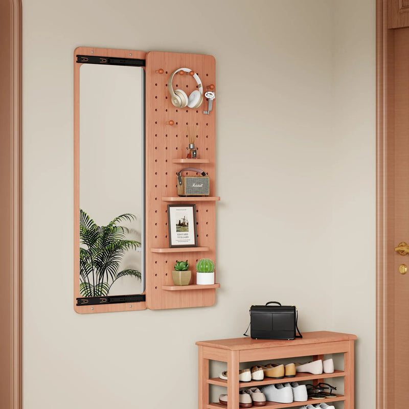 Wall Mounted Full Length Mirror With Shelf And Hook by Unique Piece Furniture