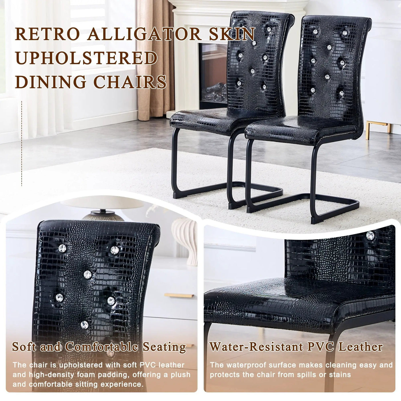 Alligator Skin Upholstered Dining Chairs by HouseOfZazla