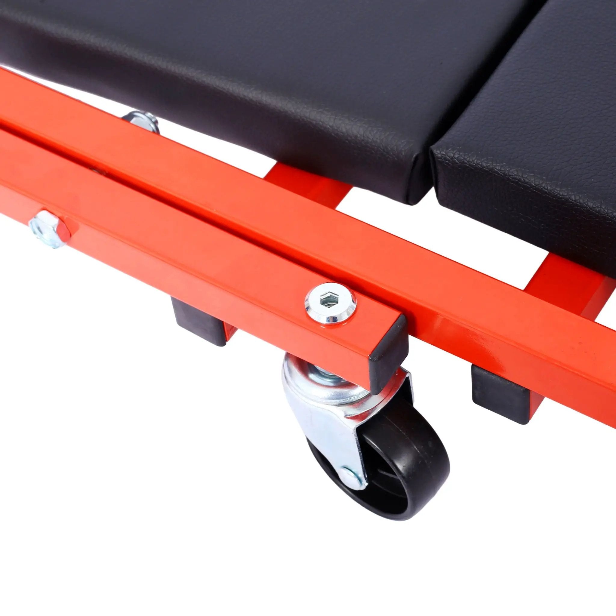 Mechanic Creeper, Z Creeper Seat 2 In 1 Low Profile With 6 Wheels Steel Vinyl - Red by HouseOfZazla